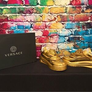 Versace Metallic Gold Footwear